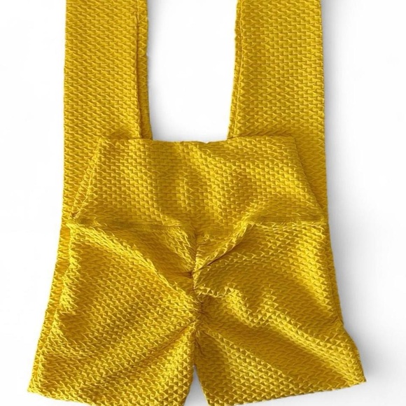 ABS2B Textured Yellow Criss Cross Leggings Medium - Picture 5 of 7